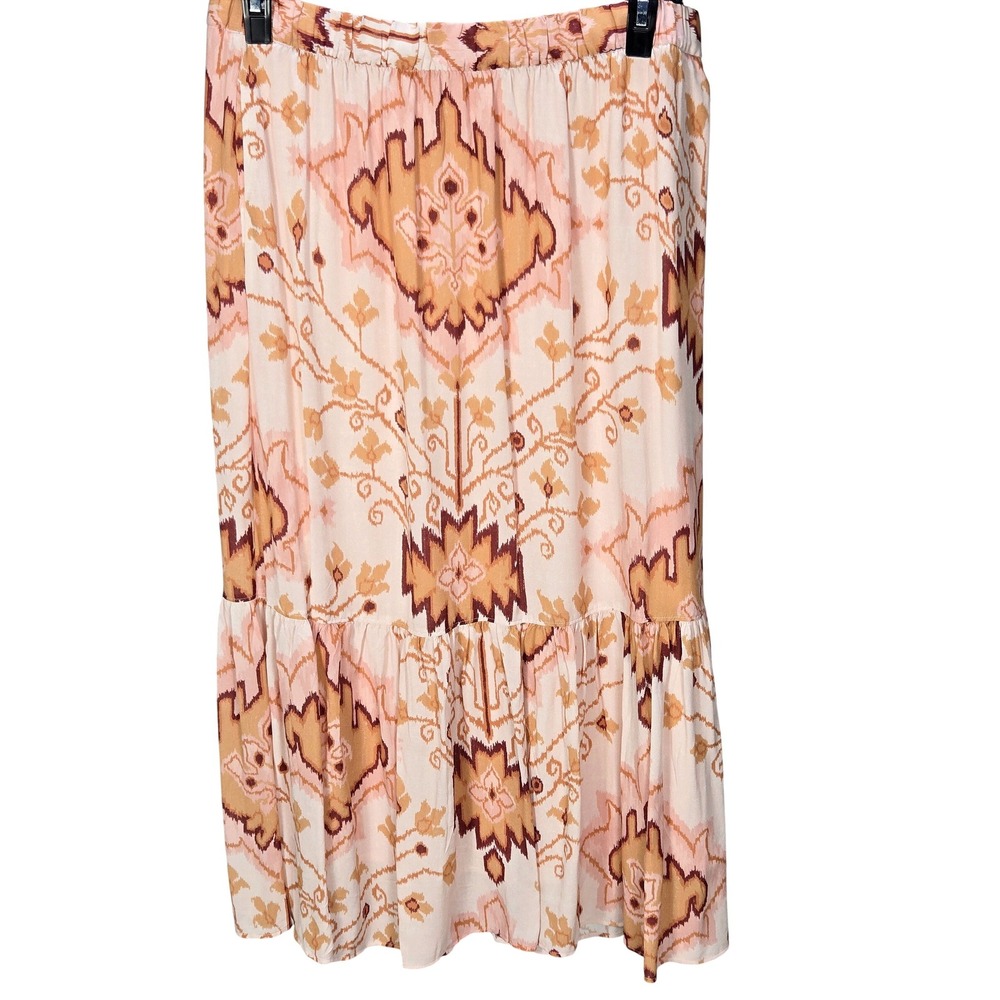 Women's Spartina 449 Large Cedrena Linden Ikat Tiered Ruffle Midi Skirt Boho